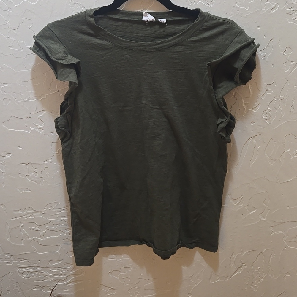 GAP Olive Ruffle Sleeve Short Sleeve Tee